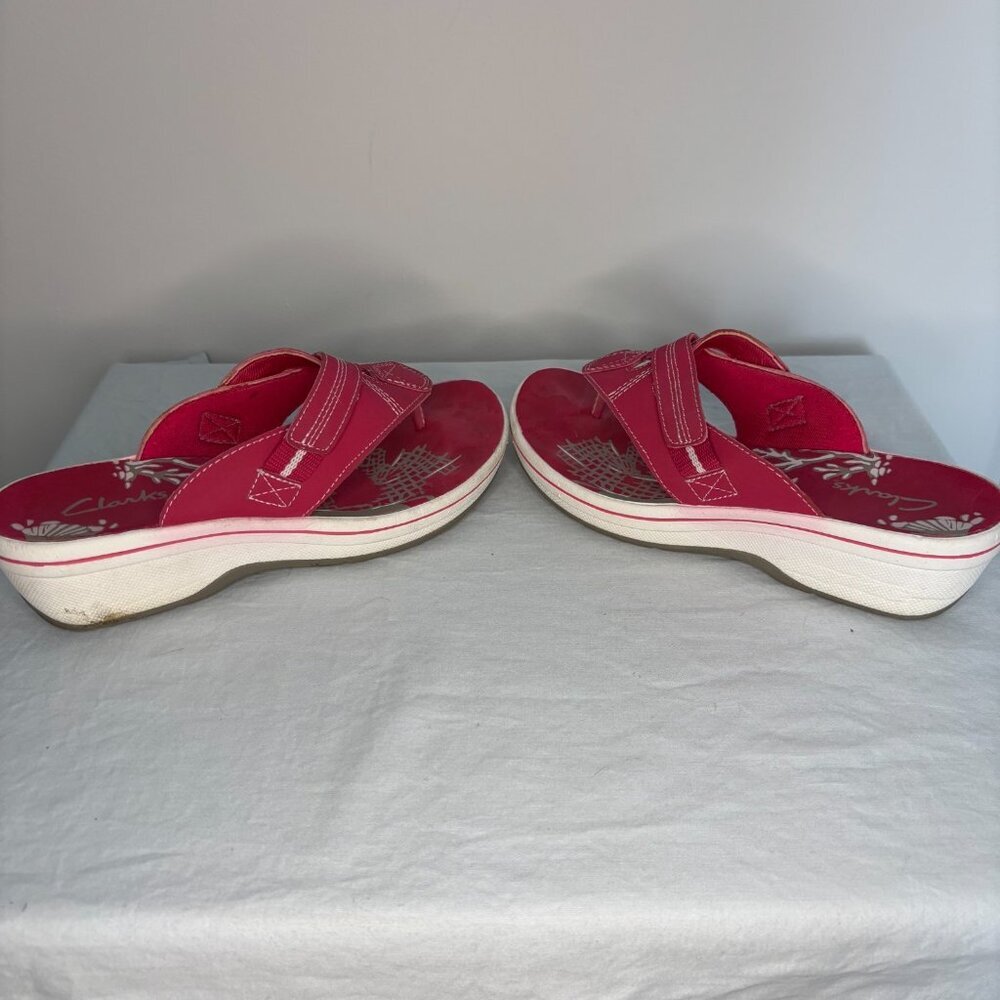 CLARKS Slip On Sandal Womens 6 Pink Coral Shell Beach Summer Pool - Picture 4 of 5